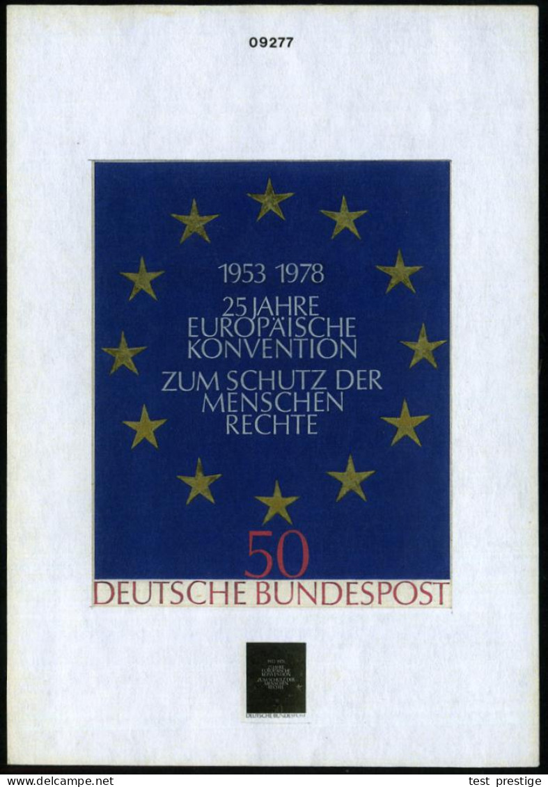 B.R.D. 1978 50 Pf. "25 Jahre Europ. Menschenrechts-Konvention", Orig. Künstler-Entwurf Von Prof. Froitzheim (17,4 X 14 C - Sonstige & Ohne Zuordnung