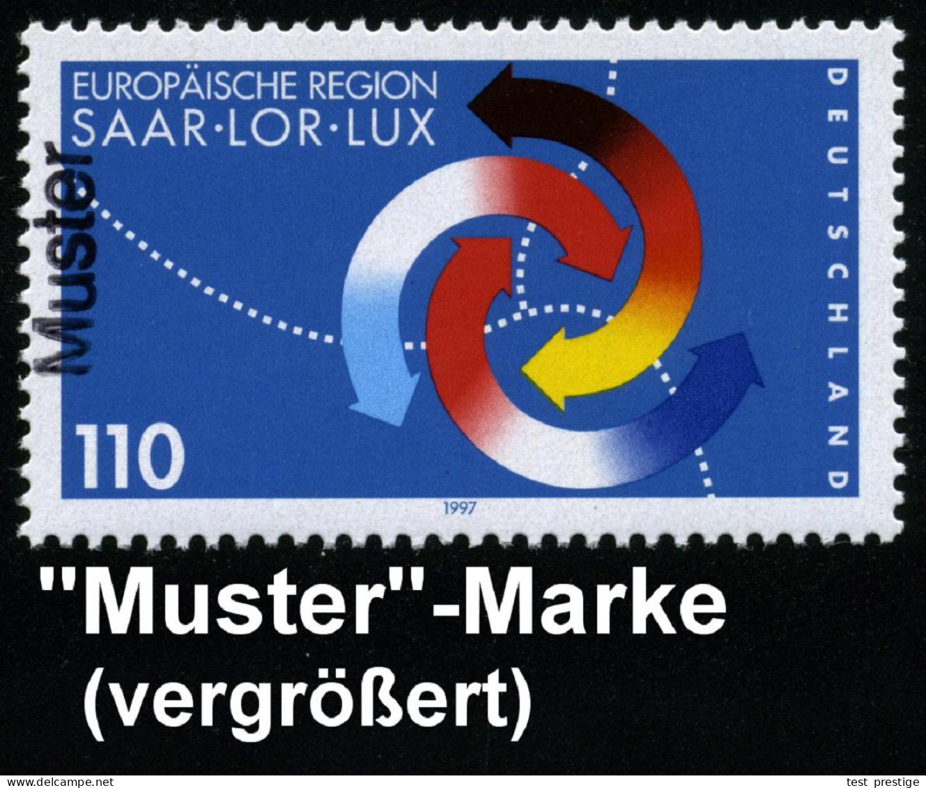B.R.D. 1997 (Okt.) 110 Pf. "Europäische Region Saar-Lor-Lux" Mit Amtl. Handstempel  "M U S T E R" , Postfr. + Amtl. Ankü - Sonstige & Ohne Zuordnung