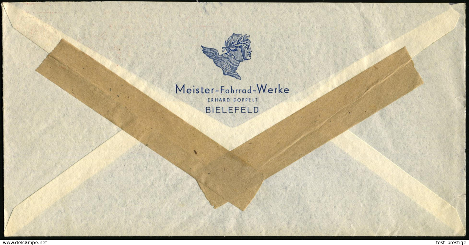 BIELEFELD 2/ Meister In Aller Welt 1949 (8.12.) Dekorativer AFS Francotyp = Kopf Radrennfahrer Mit Lorbeer (u. Globus) A - Other (Earth)