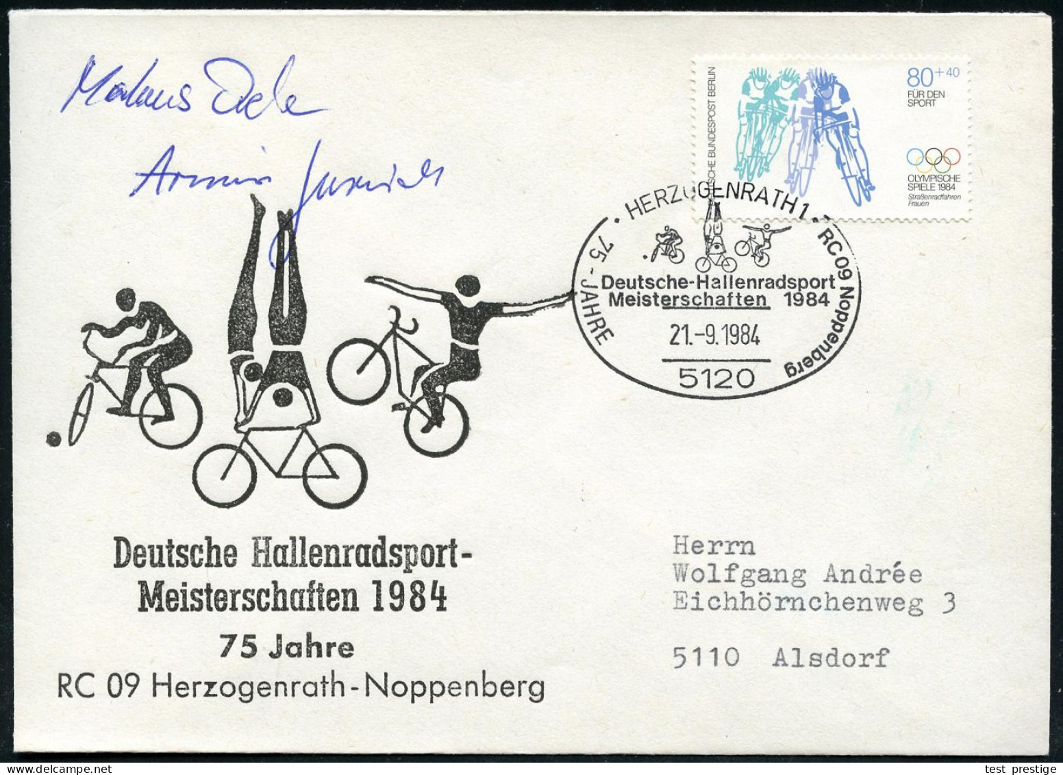 5120 HERZOREGNRATH 1/ Deutsche Hallenradsport/ Meisterschaften.. 1984 (21,9,) SSt = 3 Radsportarten Auf EF 80 + 40 Pf. R - Autres (Terre)