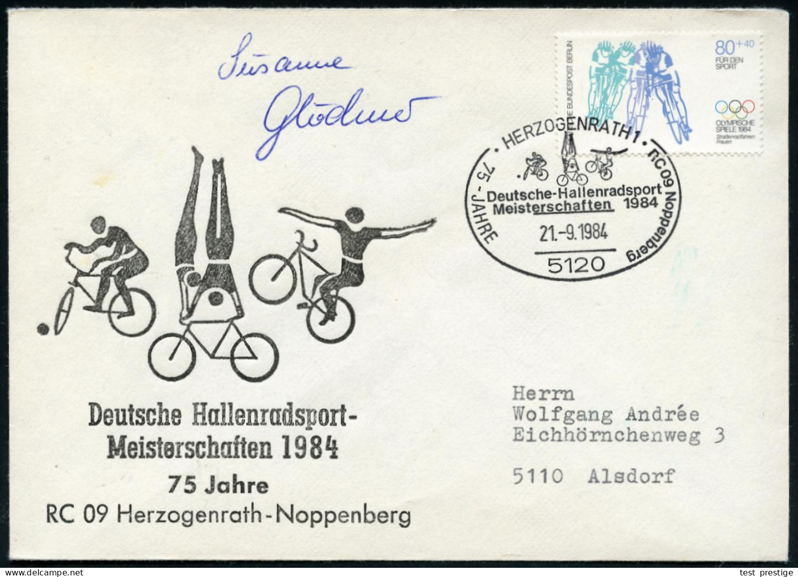 5120 HERZOGENRATH 1/ Deutsche Hallenradsport/ Meisterschaften.. 1984 (21.9.) SSt = 3 Radsportarten Auf EF 80 + 40 Pf. Ra - Otros (Tierra)