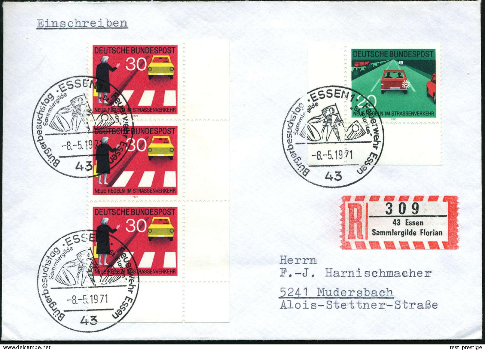 43 ESSEN 1/ Bürgerbesuchstag Feuerwehr../ ..St.Florian 1971 (8.5.) SSt = St. Florian Mit Flagge = Schutzpatron Der Feuer - Firemen