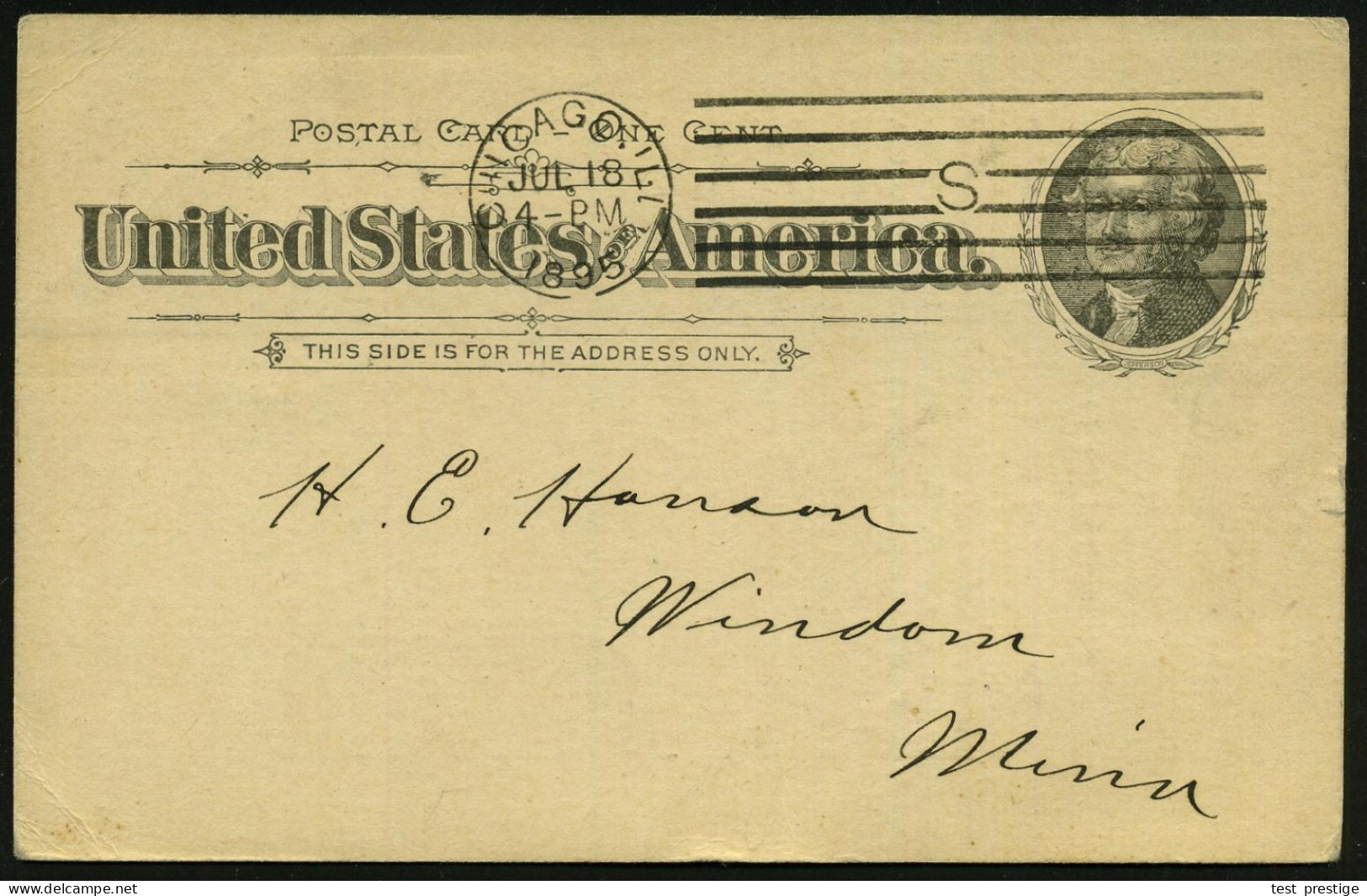 U.S.A. 1895 (18.7.) PP 1 C. Washington, Schw.: Strength Of The Firemans Fund.. (Chicago Inter Ocean) MaSt: CHICAGO,ILL/S - Firemen