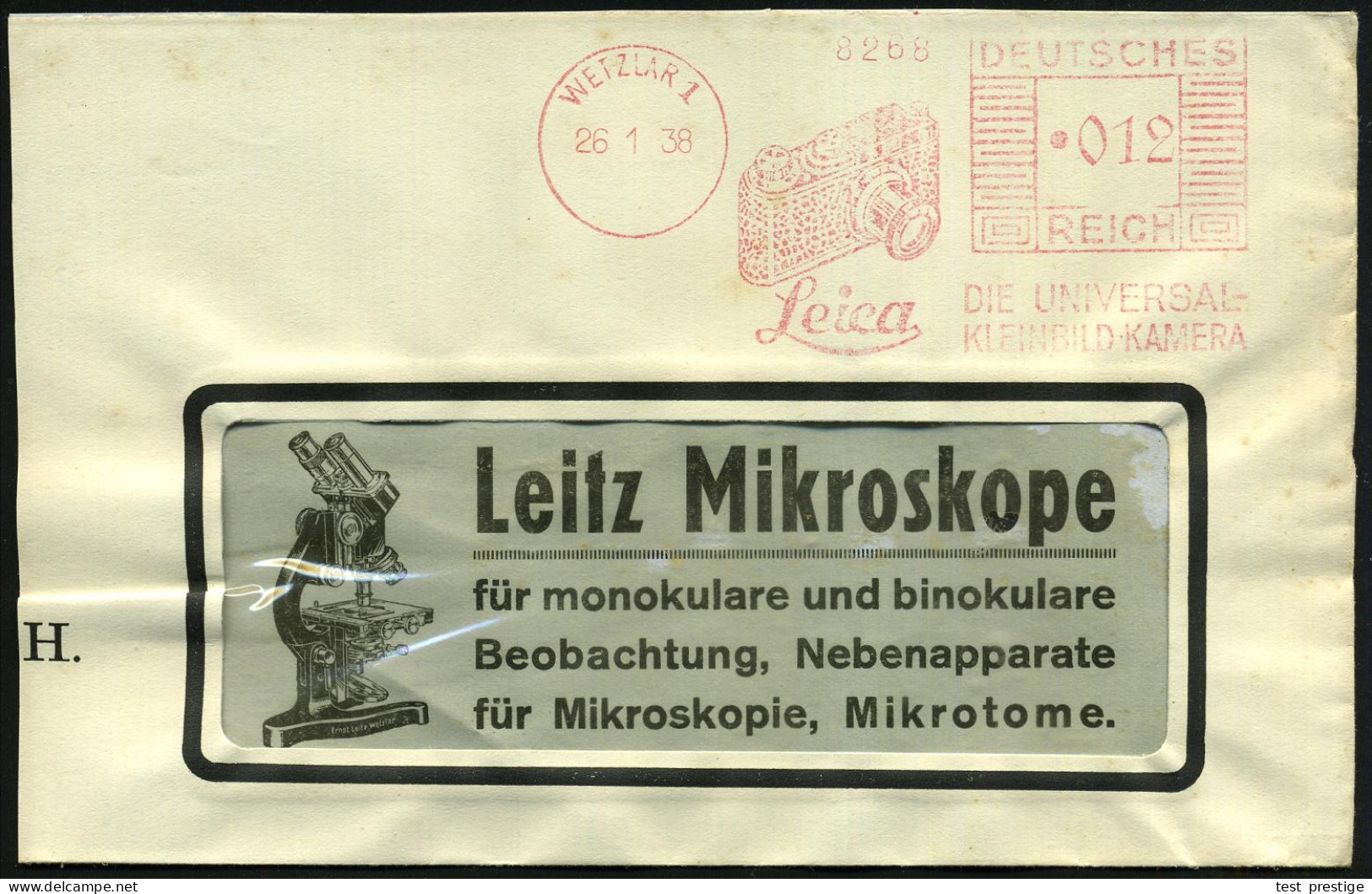 WETZLAR 1/ Leica/ DIE UNIVERSAL-/ KLEINBILD-KAMERA 1938 (12.1.) AFS Francotyp= Leica-Fotoapparat Auf (links Verkürztem)  - Fotografie