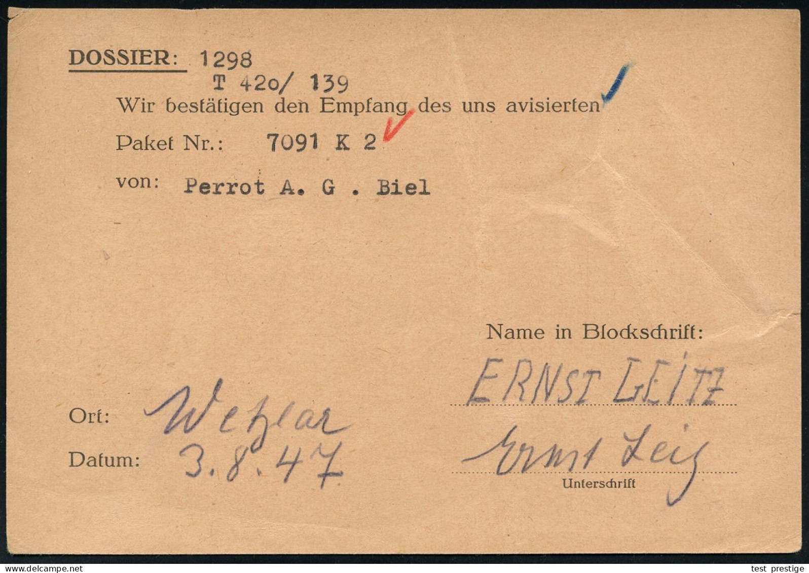 WETZLAR 1/ Leitz/ MIKROSKOPE 1947 (5.8.) Seltener, Aptierter AFS = Reichsadler U. "Reichs" Entfernt = Notmaßnahme! (Moti - Photographie