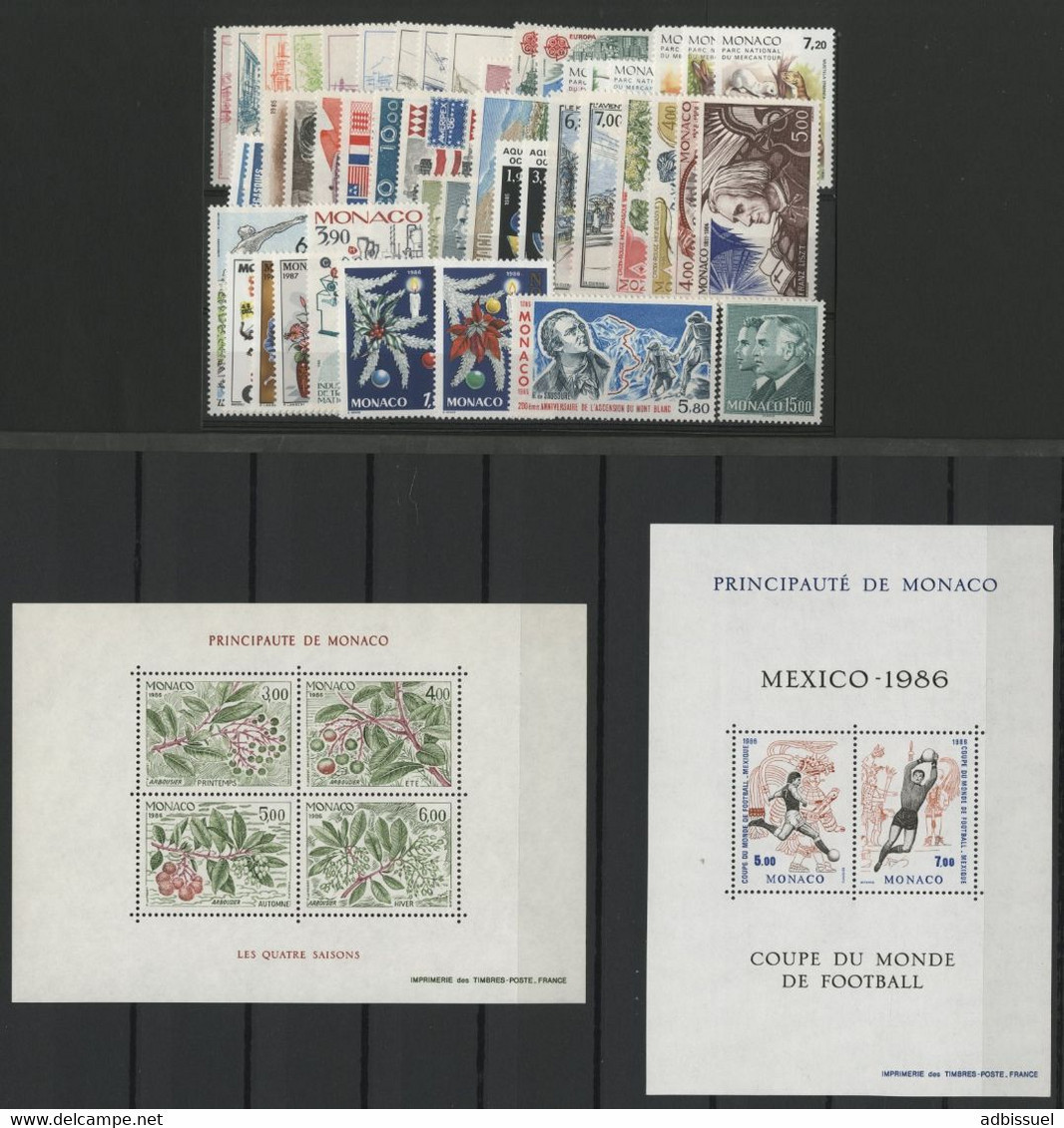 MONACO ANNEE COMPLETE 1986 COTE 147 € NEUFS ** MNH N° 1510 à 1561 Soit 52 Timbres, Vendus à 15 % De La Cote. TB - Volledige Jaargang