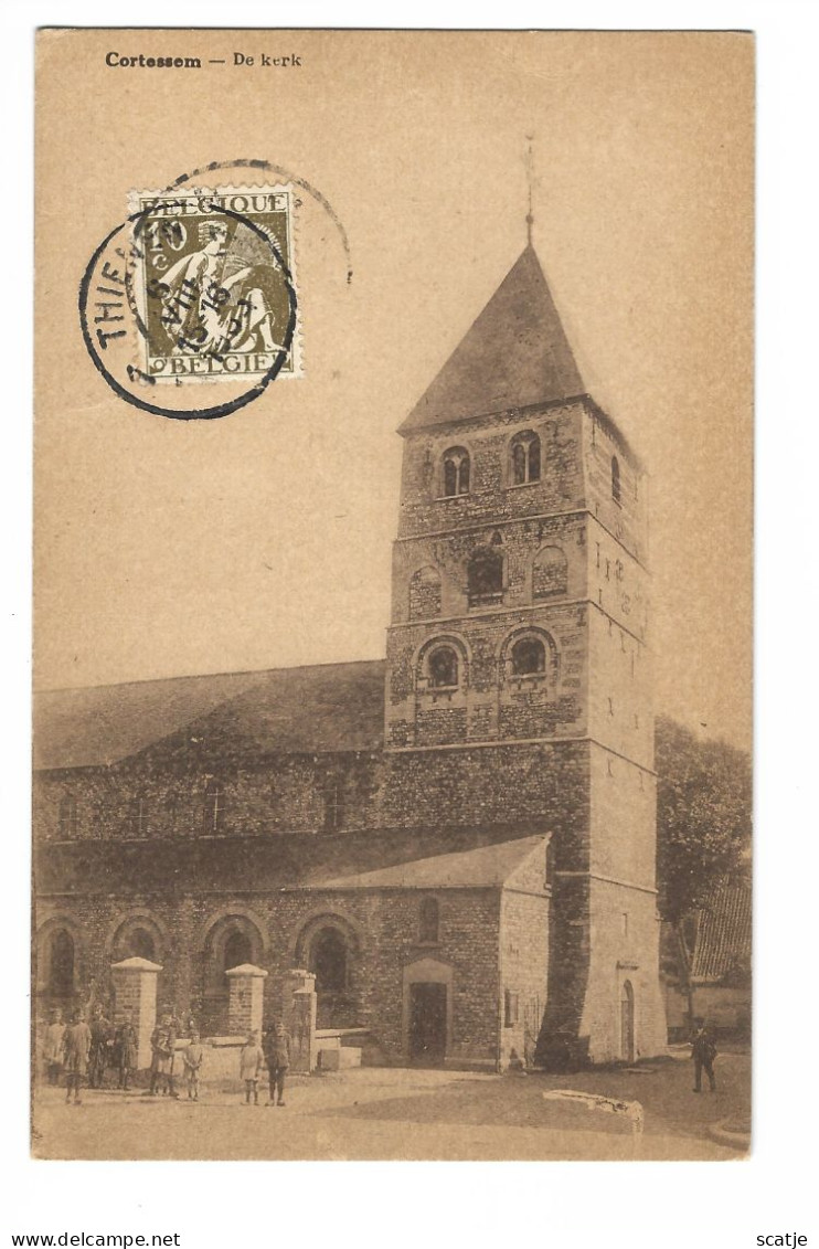 Cortessem   -   De Kerk   -   LIJNSTEMPEL!   ;   1935   Thienen   Naar   Jumet - Kortessem