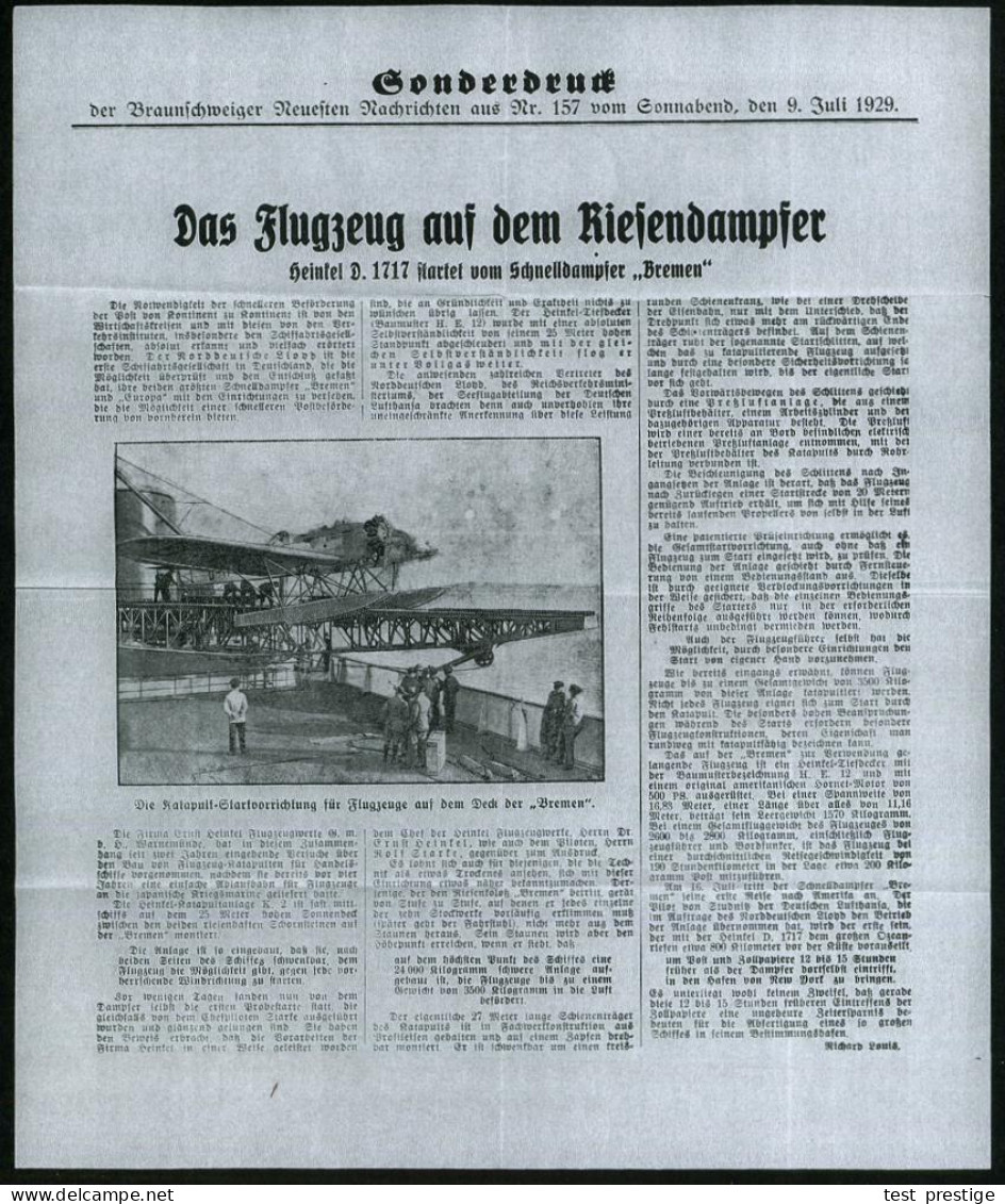 DEUTSCHES REICH 1929 (31.7.) Bordpost-Ma.BPA: Deutsch-Amerik. Seepost/Bremen - New York/D. BREMEN/N. D. L. (Fahne Rechts - Autres (Air)