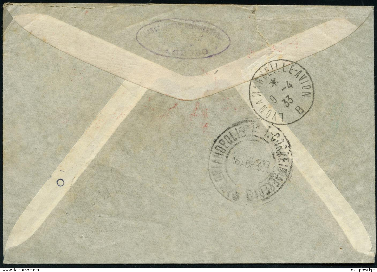 HAMBURG/ 8/ BILLIGE/ HAMBURG-SÜD/ MITTELMEER-REISEN/ Hamburg-Süd 1933 (7.4.) AFS Francotyp 155 Pf. = 2 Pyramiden U. Sphi - Autres (Air)