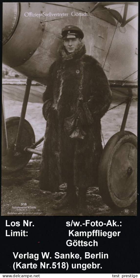 DEUTSCHES REICH 1915 (ca.) Monochrome Foto-Ak: Militärflieger Göttsch Vor Seinem Flugzeug = "Albatros" (Uhv. W. Sanke, B - Aviones