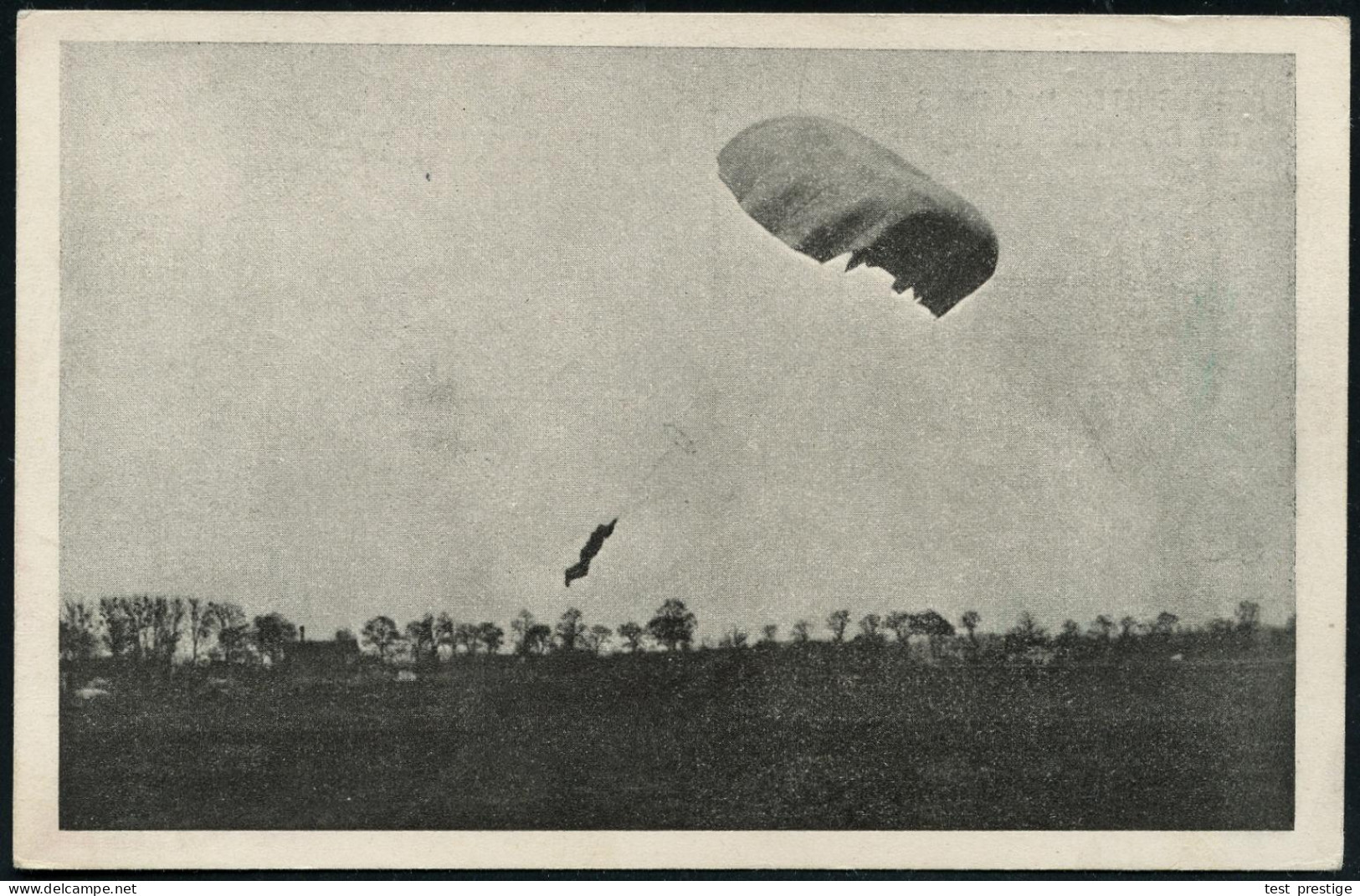 ÖSTERREICH 1920 (ca.) S/w.-Foto-Ak.: PARACHUTE BOURHIS Mit BONNEIS Fallschirm (Fallschirmspringer) Ungebr. - FALLSCHIRM- - Parachutisme