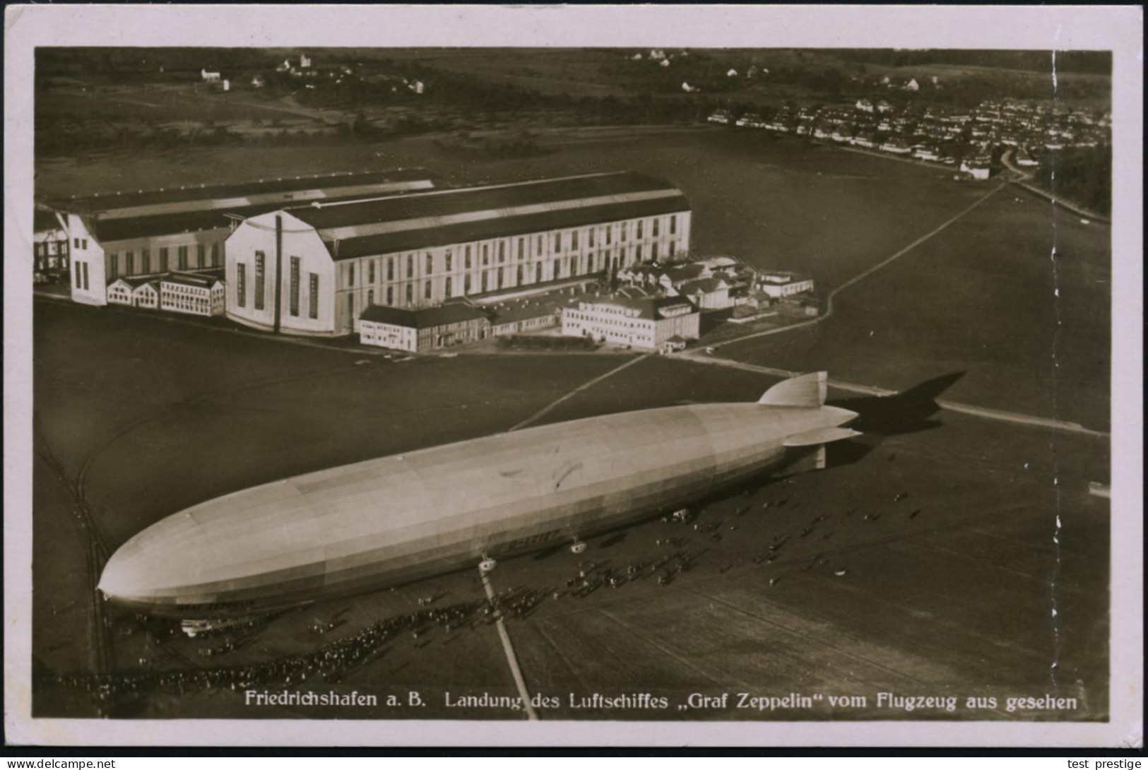 BRESLAU 1/ Flughafen 1930 (7.9.) 1K-Brücke = Hauspostamt Flughafen HWSt (Mi.A 9-01, + 9.- EUR) A. EF 1 Mk. Adler (Mi.382 - Zeppelins