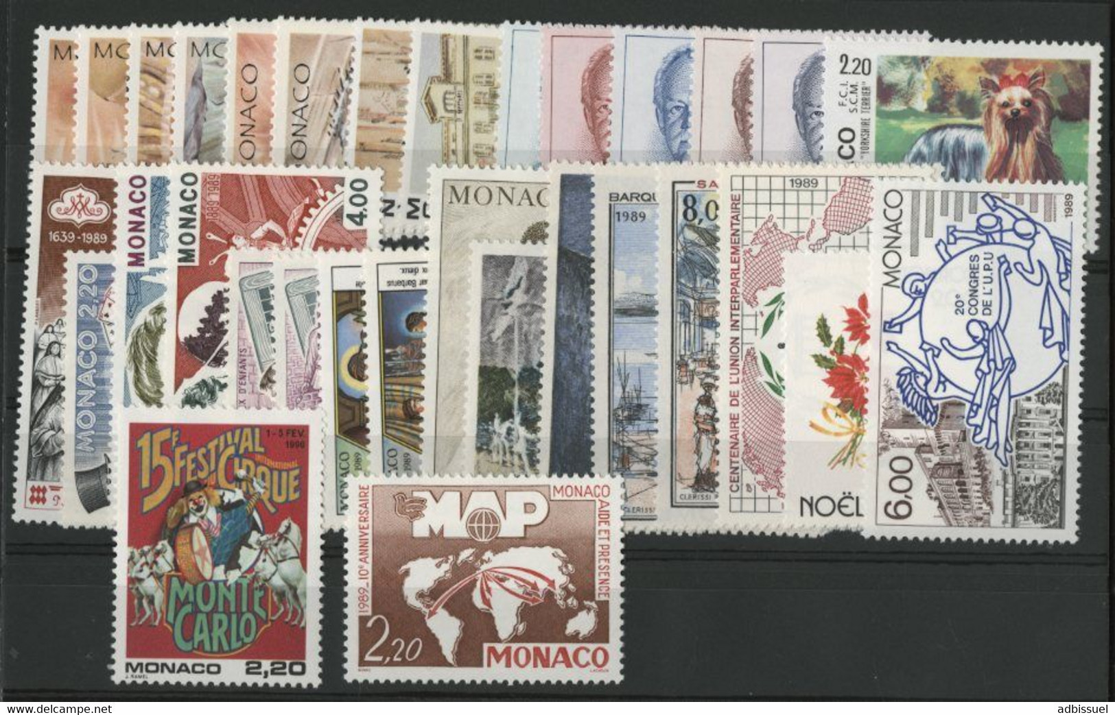 MONACO ANNEE COMPLETE 1989 COTE 134 € NEUFS ** MNH N°1663 à 1704 Soit 42 Timbres. TB - Komplette Jahrgänge