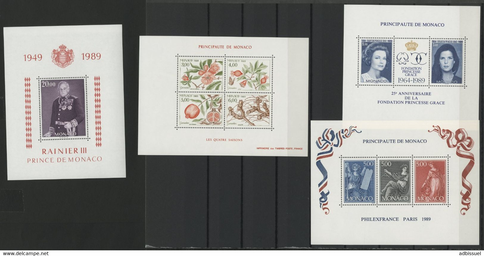MONACO ANNEE COMPLETE 1989 COTE 134 € NEUFS ** MNH N°1663 à 1704 Soit 42 Timbres. TB - Años Completos