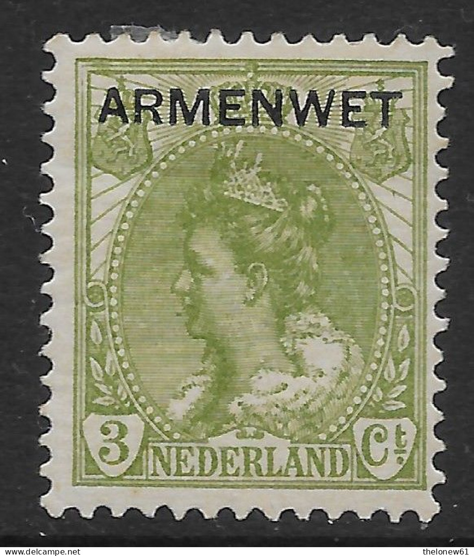 Olanda Nederland 1913 Official Poor Law ARMENWET 3C  Mi N.6 MH * - Service