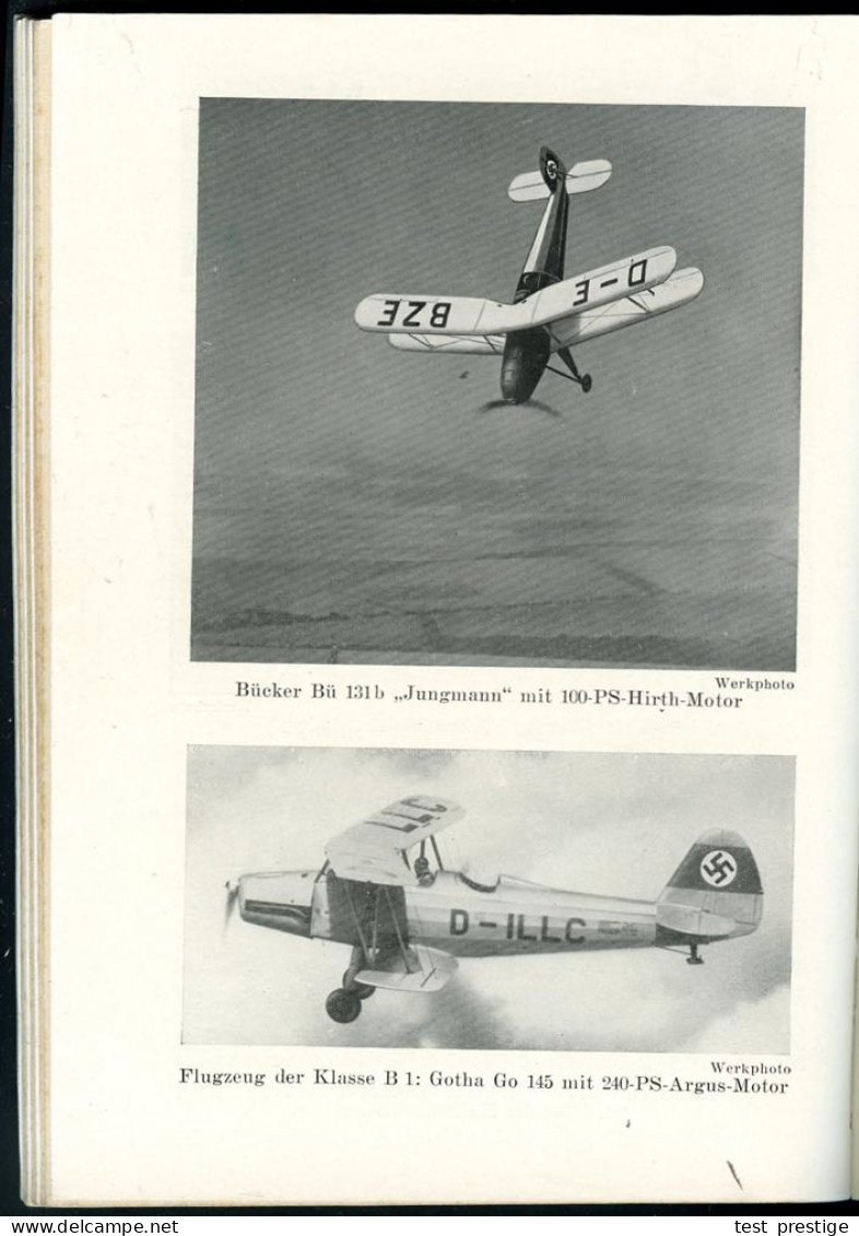 DEUTSCHES REICH 1938 Paperback "Die Motorflugausbilung Im NS-Fliegerkorps", Blauer Titel Mit (NSFK-Logo: Ikarus, Rs. ARA - Airplanes