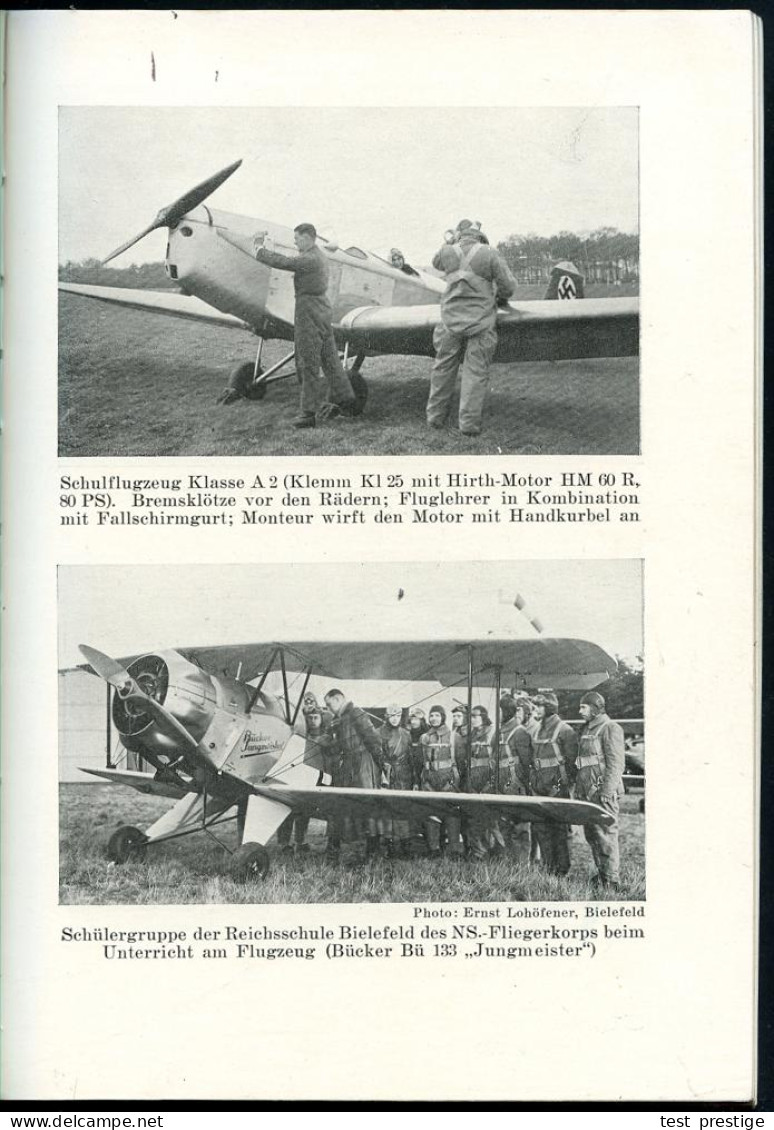 DEUTSCHES REICH 1938 Paperback "Die Motorflugausbilung im NS-Fliegerkorps", blauer Titel mit (NSFK-Logo: Ikarus, rs. ARA