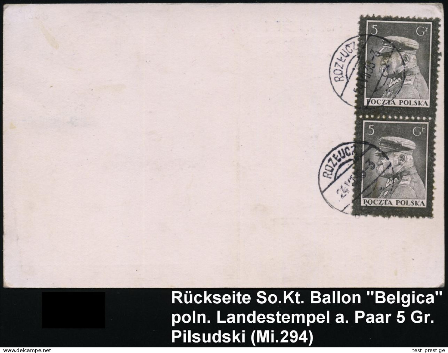 BELGIEN 1935 (21.7.) Ballon "Belgica", Sonderfahrt Expo Brüssel, EF 35 C. Expo (Mi.378 EF) = Vorbereitungsfahrt "Coupe G - Montgolfières