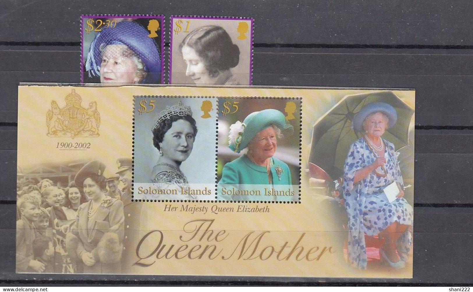 British Solomon Island 2002 Queen Mother - Set And S/S - Iles Salomon (...-1978)