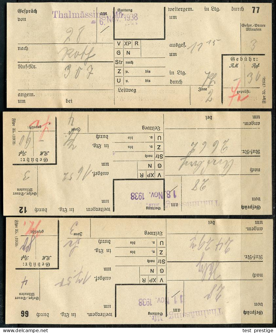 THALMÄSSING/ A/ über/ ROTH (b NÜRNBERG) 1938 (23.12.) 2K-Steg = PSt.I Auf Portofreiem Dienst-Bf.: Fernsprechrechnung + I - Autres