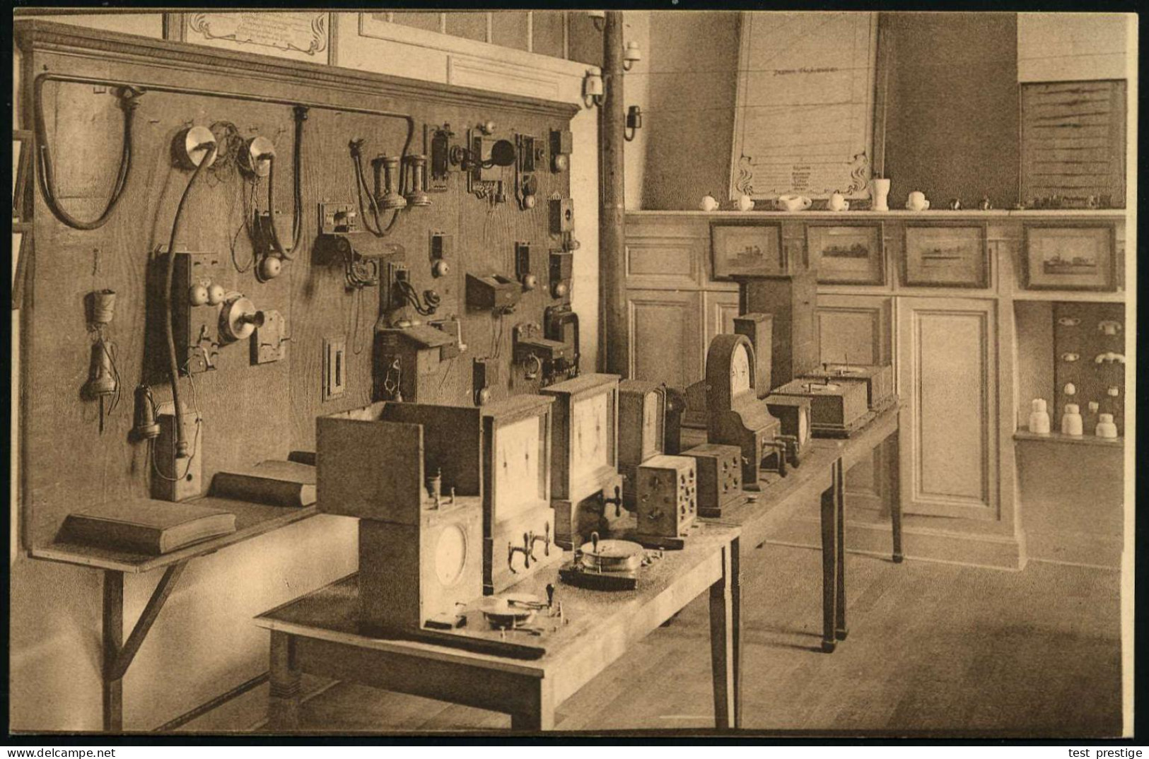 BELGIEN 1936 (7.11.) 35 C. BiP Wappenlöwe, Grün: Brussel Postmuseum = Telefon- U. Telegrafen-Saal (div. Apparate) 1K: MU - Autres