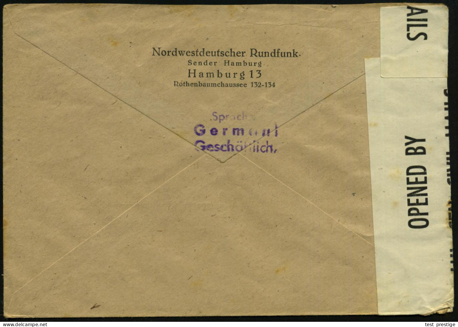 HAMBURG/ 37 1946 (4.1.) Aptierter AFS Francotyp "Hakenkreuz" = Entfernt U. Ohne Abs.-Klischee =  Text Entfernt + Viol. Z - Otros