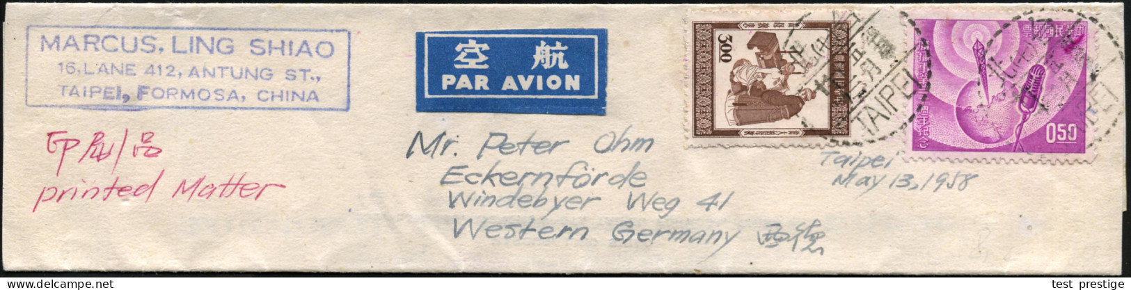 CHINA (TAIWAN) REP. 1958 50 C. "30 Jahre Chinesischer Rundfunk" U.a., Sauber Gest. Miniatur-Flp.-Streifband N. Eckernför - Sonstige