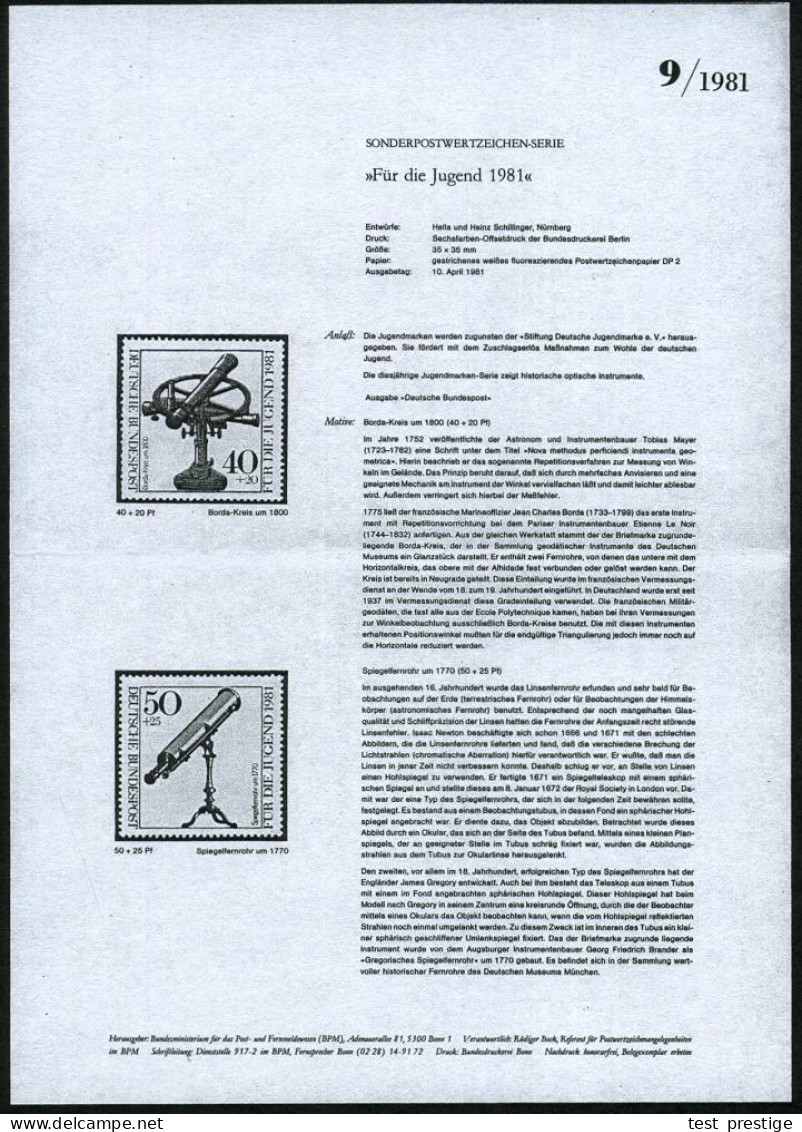 BERLIN 1981 90 Pf.+ 45 Pf. Sextant Um 1830 Mit Amtl. Handstempel "M U S T E R", , Postfr. + Faksimil. Ankündigungsblatt  - Geography