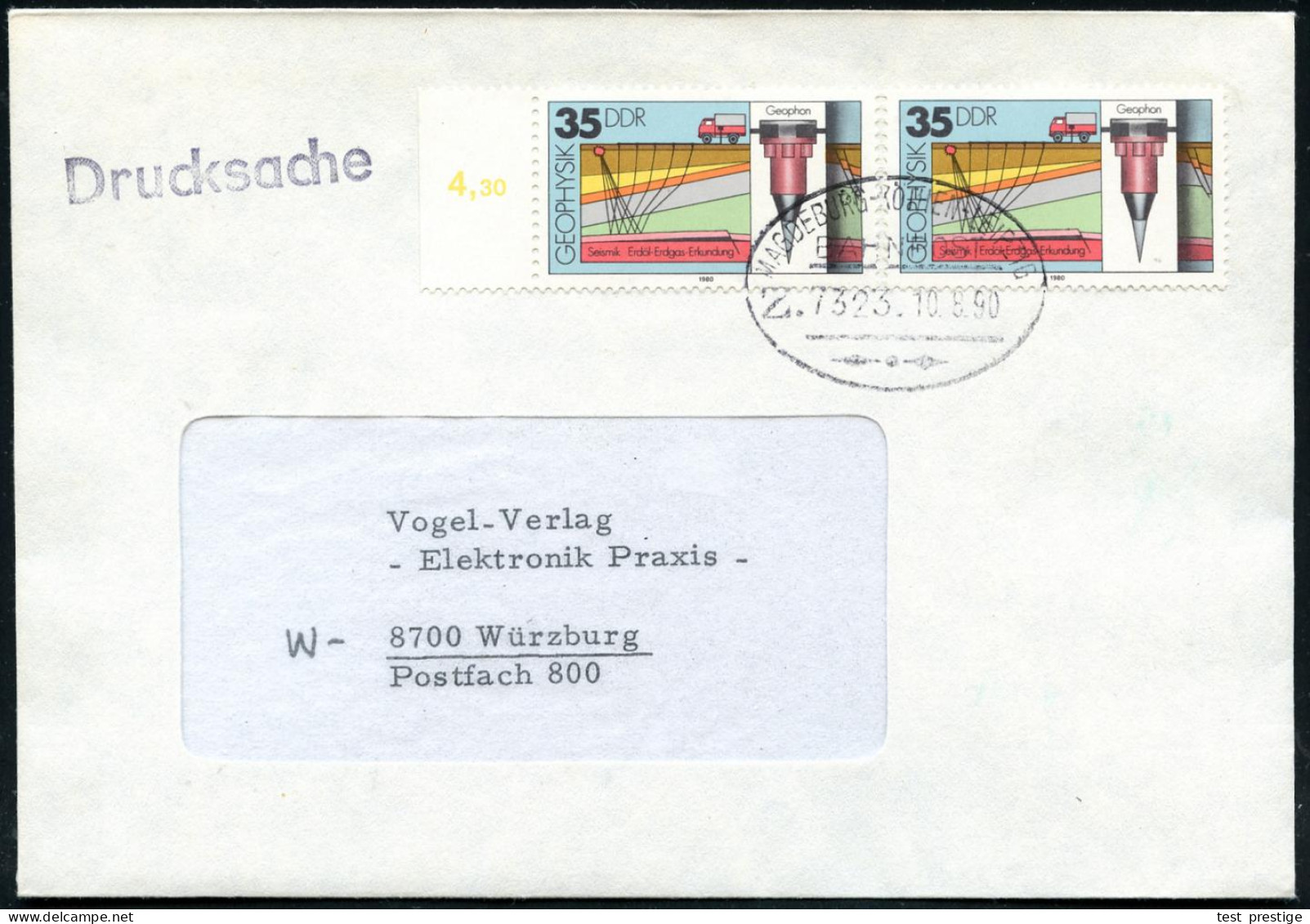 D.D.R. 1990 (Aug.) Geophysik 25 Pf. (4x), 35 Pf. (2x) U. 50 Pf. (4x) Je Portorichtige MeF , Alle Mit Wiederverwendetem V - Sonstige & Ohne Zuordnung