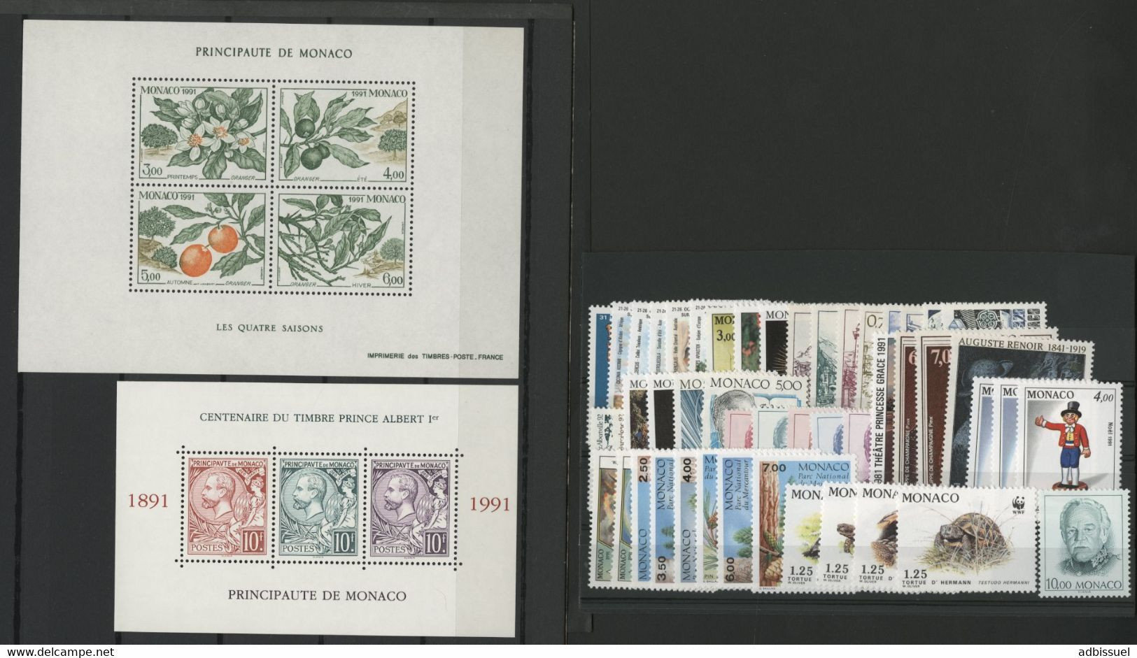 MONACO ANNEE COMPLETE 1991 COTE 143 € NEUFS ** (MNH) N° 1753 à 1809 Soit 57 Timbres Dont Blocs N° 53 + 54. TB - Volledige Jaargang