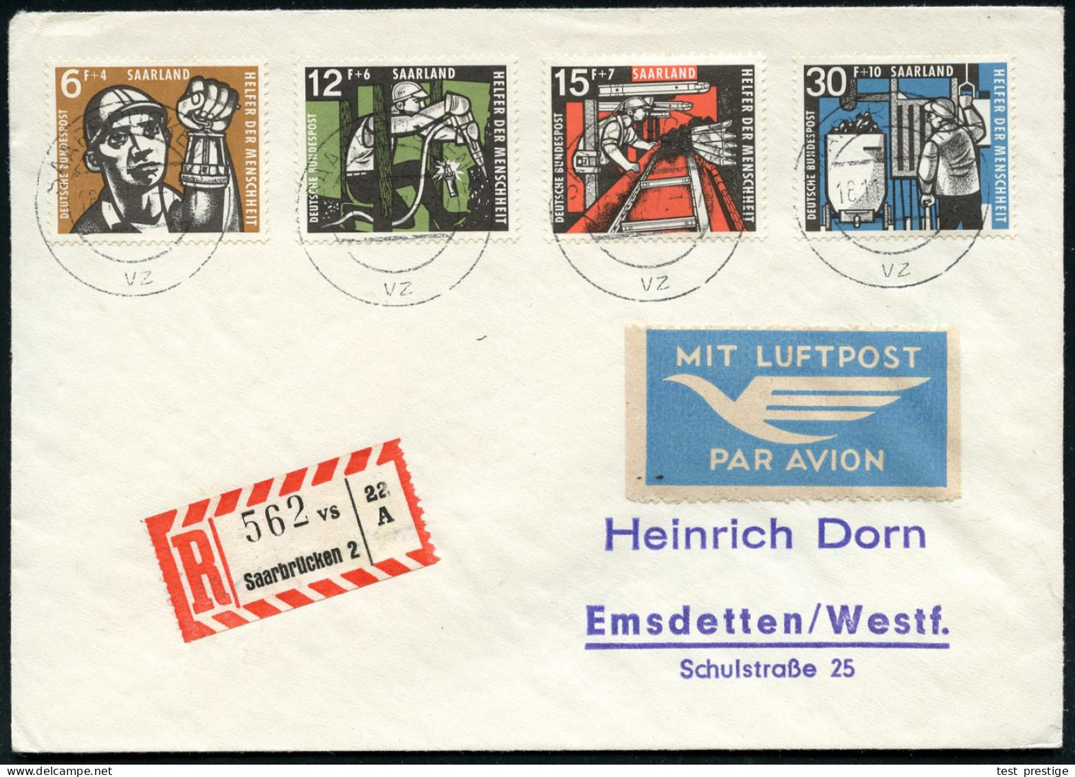 SAARLAND 1957 (18.11.) Kohle-Bergbau, Kompl. Satz = Wofa , Einzel Klar Gest.(SAARBRÜCKEN 2/vz) + Sonder-RZ: Saarbrücken  - Autres & Non Classés