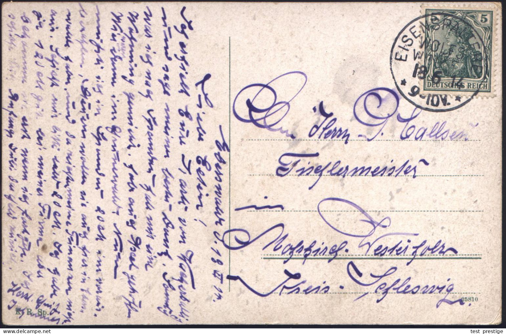 E I S E N S P A L T E R E I /  WOLFS-/ WINKEL/ ** 1914 (18.6.) Seltener 1K = Hauspostamt , Klar Gest. Bedarfs-Kt. (Mi.85 - Andere & Zonder Classificatie