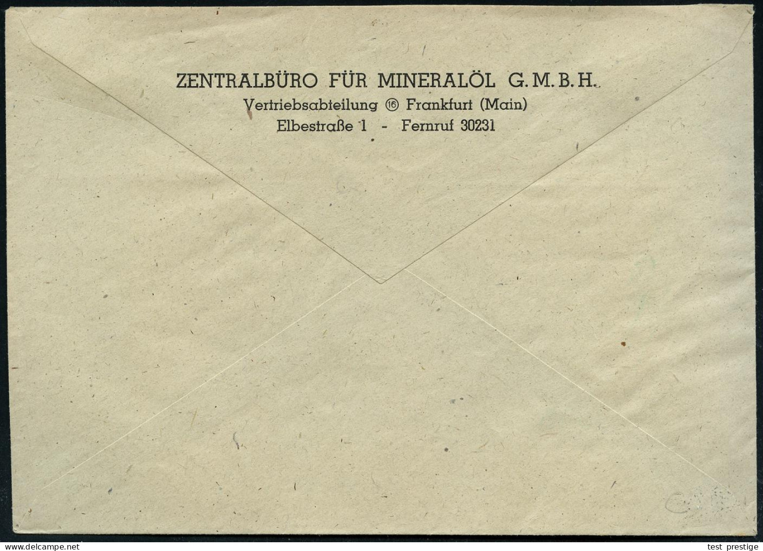 FRANKFURT (MAIN)/ 1/ Zentralbüro/ Für Mineralöl/ GmbH 1946 (11.1.) Aptierter AFS Francotyp "Reichsadler" = Entfernt  = N - Petróleo