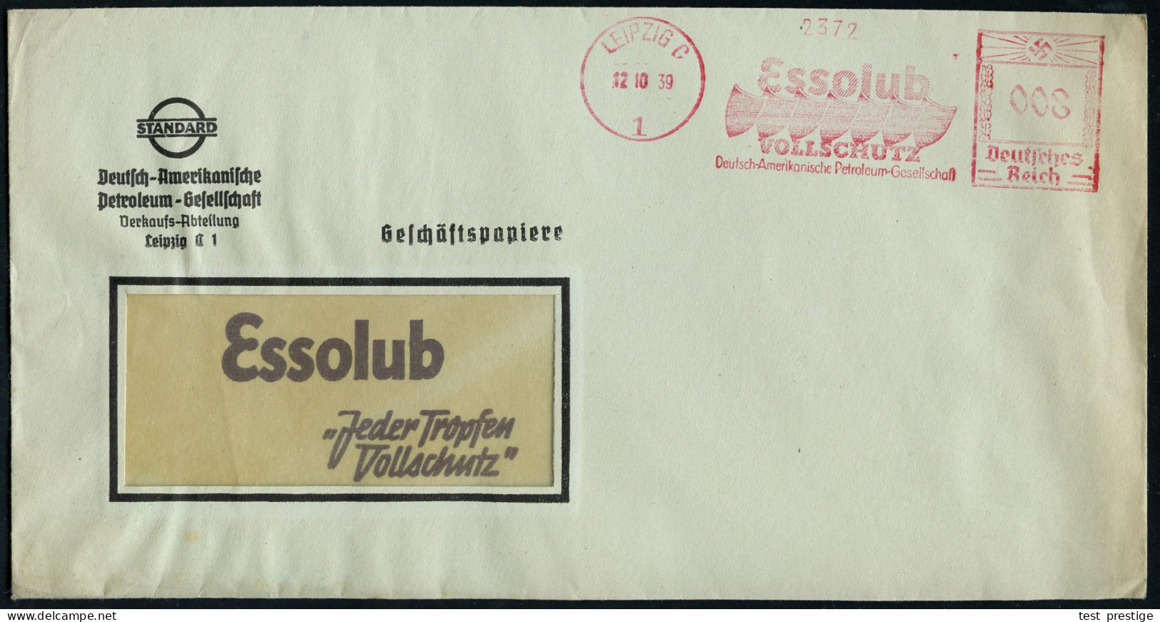 LEIPZIG C/ 1/ Essolub/ VOLLSCHUTZ/ Deutsch-Amerikanische Petroleum-Ges. 1939 (12.10.) AFS = US-Firma Zu Kriegs-Beginn! ( - Petróleo