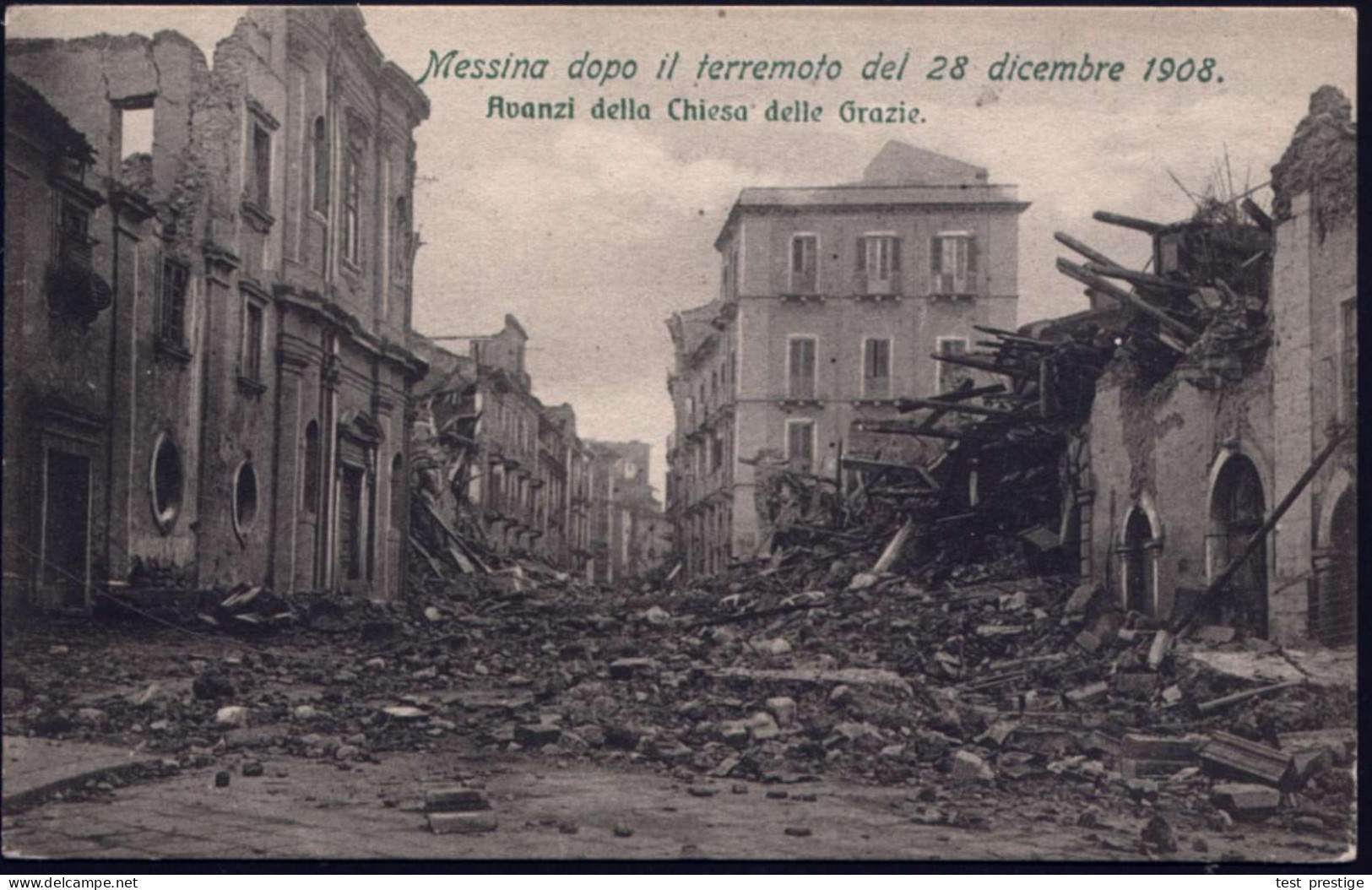 ITALIEN 1908 (Dez.) 2 Verschiedene S/w.-Foto-Ak., Erdbeben In Sizilien: MESSINA, Zerstörter Corso Vittorio Emanuele Bzw. - Volcanos