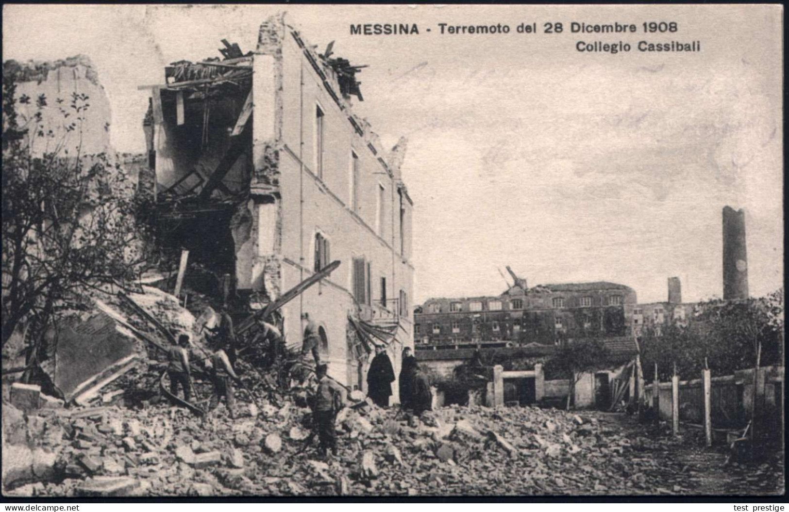 ITALIEN 1908 (Dez.) S/w.-Foto-Ak.: Erdbeben, Messina, Collegio Cassibali , 1K: MESSINA/CENTRO, Bedarf Von 1911 N. Graz ( - Volcanos