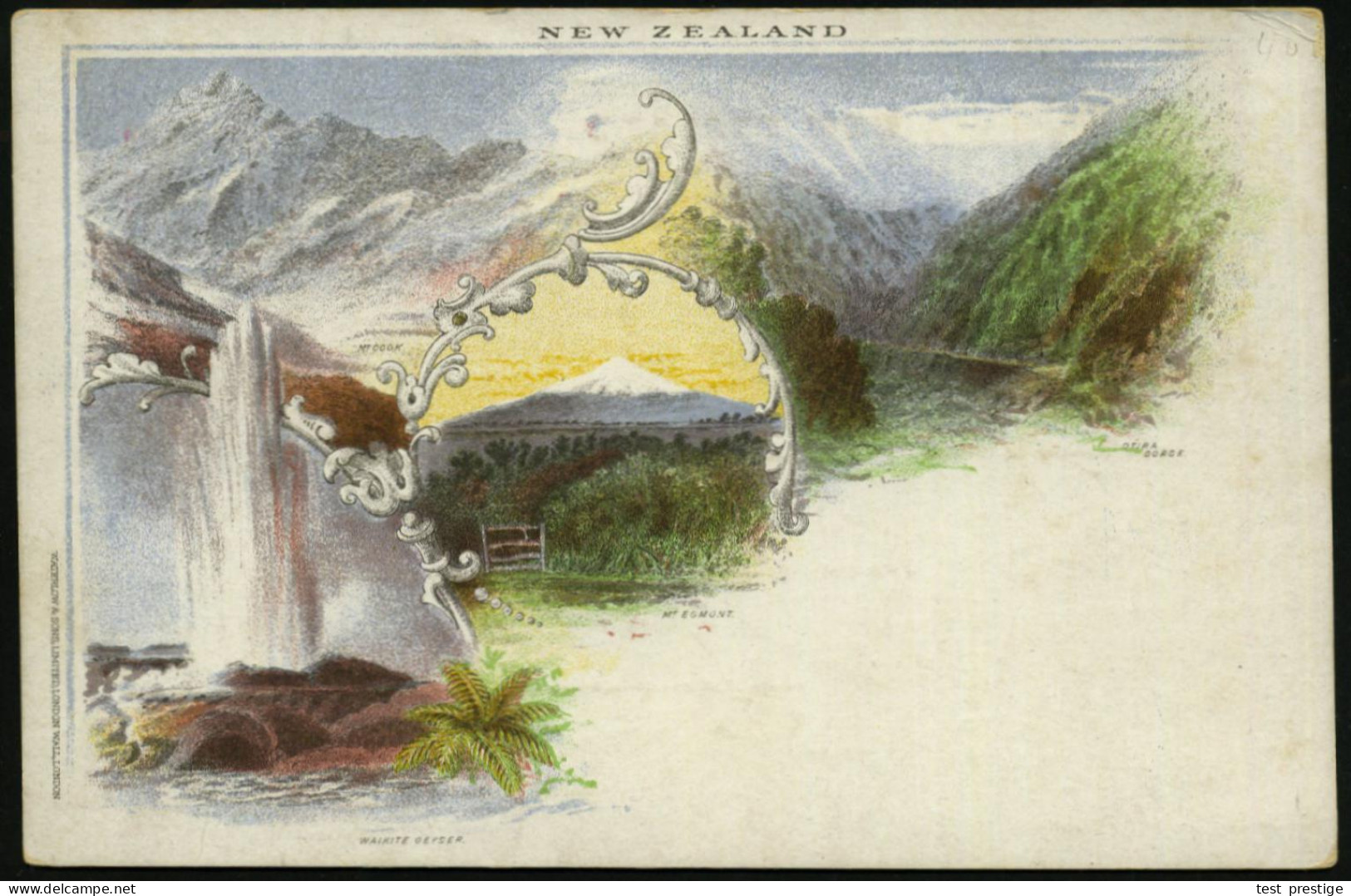 NEUSEELAND 1897 1 1/2d. BiP Victoria, Karmin: Mt. Egmont, Mt. Cook,  Waikite Geysir (Nationalpark) Minim. Fleckchen, Ung - Volcanes