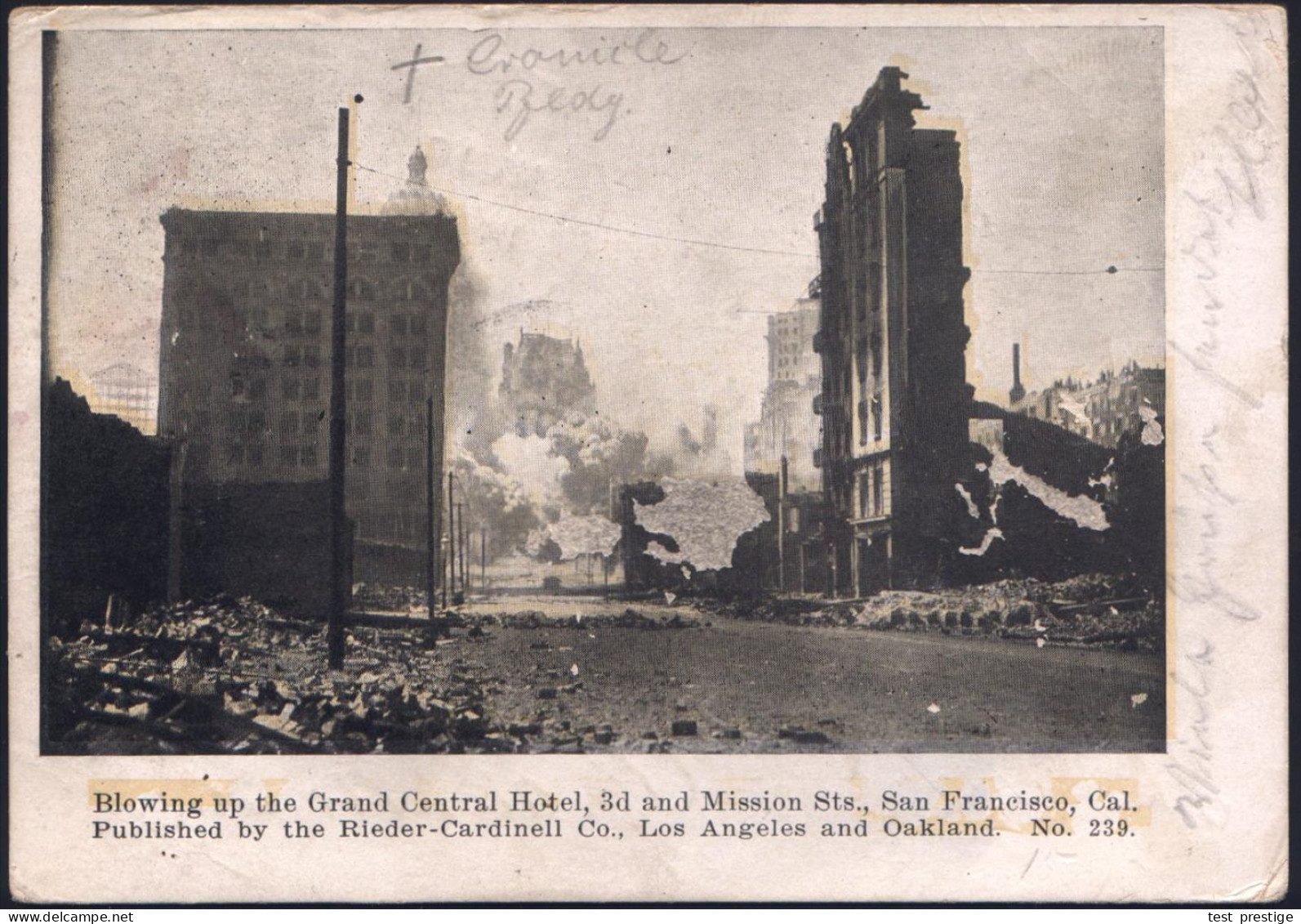 U.S.A. 1907 (16.3.) Foto-Ak.: Erdbeben San Francisco (Grand Central Hotel Etc.) Stempelseitig Etw. Unfrisch, 1K: OAKLAND - Volcanos