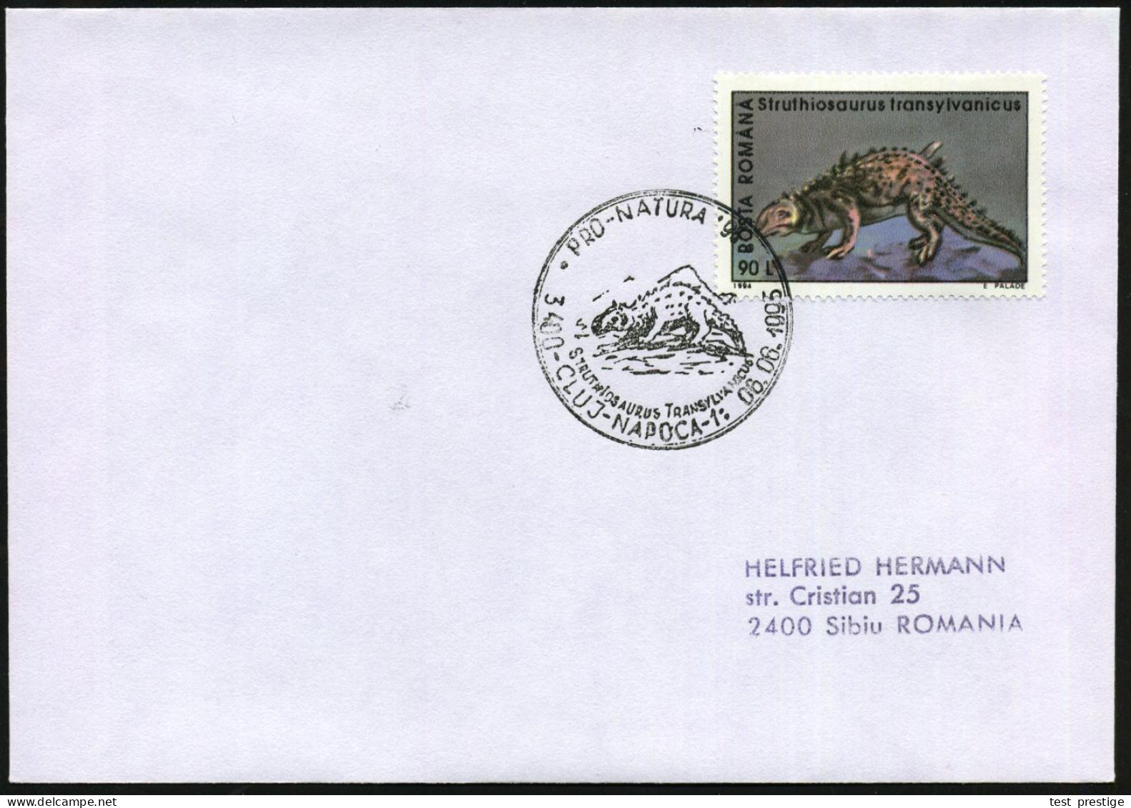 RUMÄNIEN 1995 (9.6.) Prähistor. Tiere, Kompl. Satz, 6 Werte Mit 6 Verschiedenen, Motivgleichen SSt.: 3400 CLUJ/ PRO-NATU - Otros & Sin Clasificación