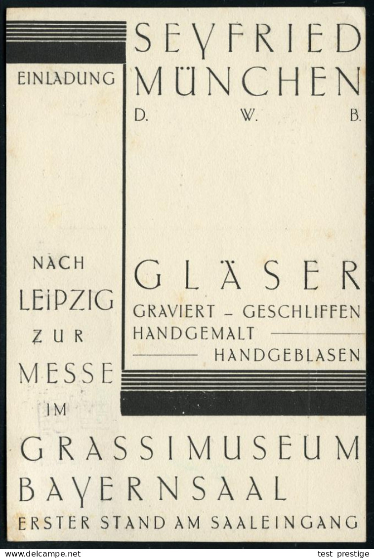 München 1930 (24.2.) S/w.-Reklame-Kt.: Künstler. Glaswerkstätten Seyfried Mit Firmen-Signet = Einladungskarte Für Das Gr - Glasses & Stained-Glasses