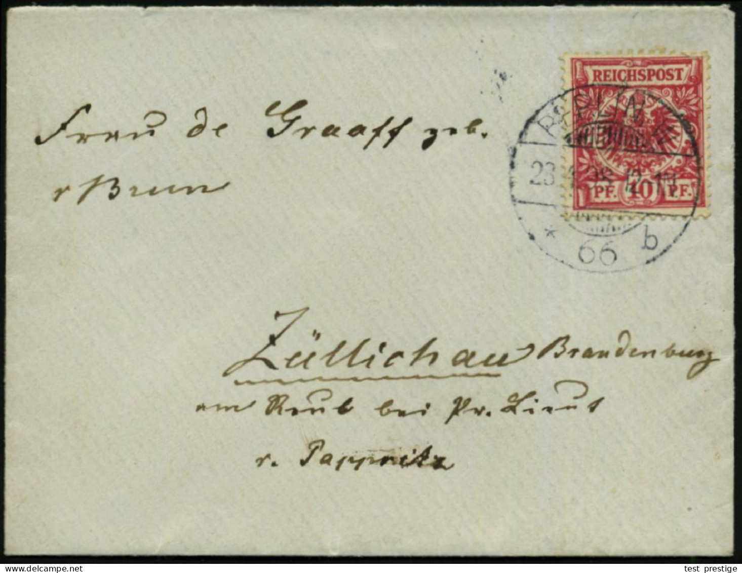 BERLIN,W/ *66b 1898 (22.4.) 1K-Gitter Auf Miniatur- Z I E R - Bf. Mit Rs. Präge-Color-Druck:  D A C K E L (10,2 X 7,8 Cm - Perros