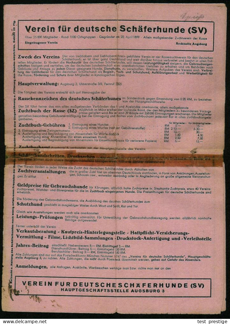 Merseburg /  Eisenach 1950 (20.3.) Klapp-Kt. "Leistungsnachweis" , Zuchtverband Deutsche Schäferhunde (Schäferhund) + Or - Chiens