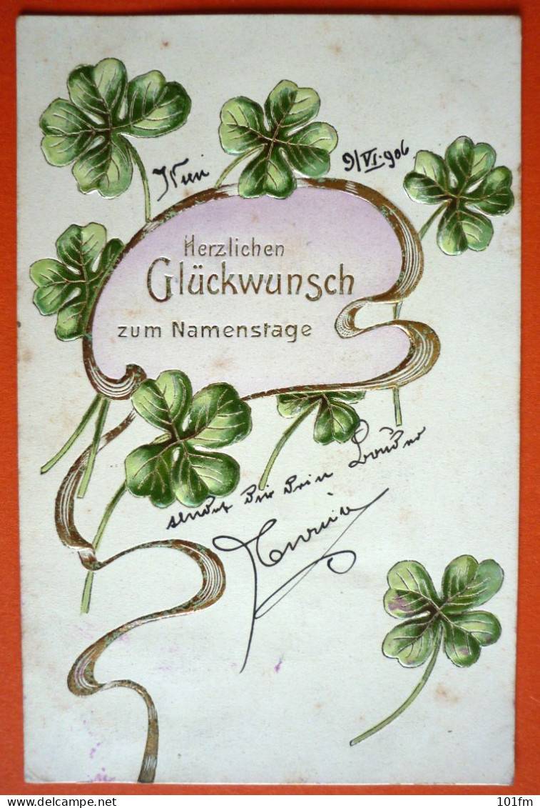 HERZLICHEN GLUCKWUNSCH ZUM NAMENSTAGE , USED 1906 - Sonstige & Ohne Zuordnung