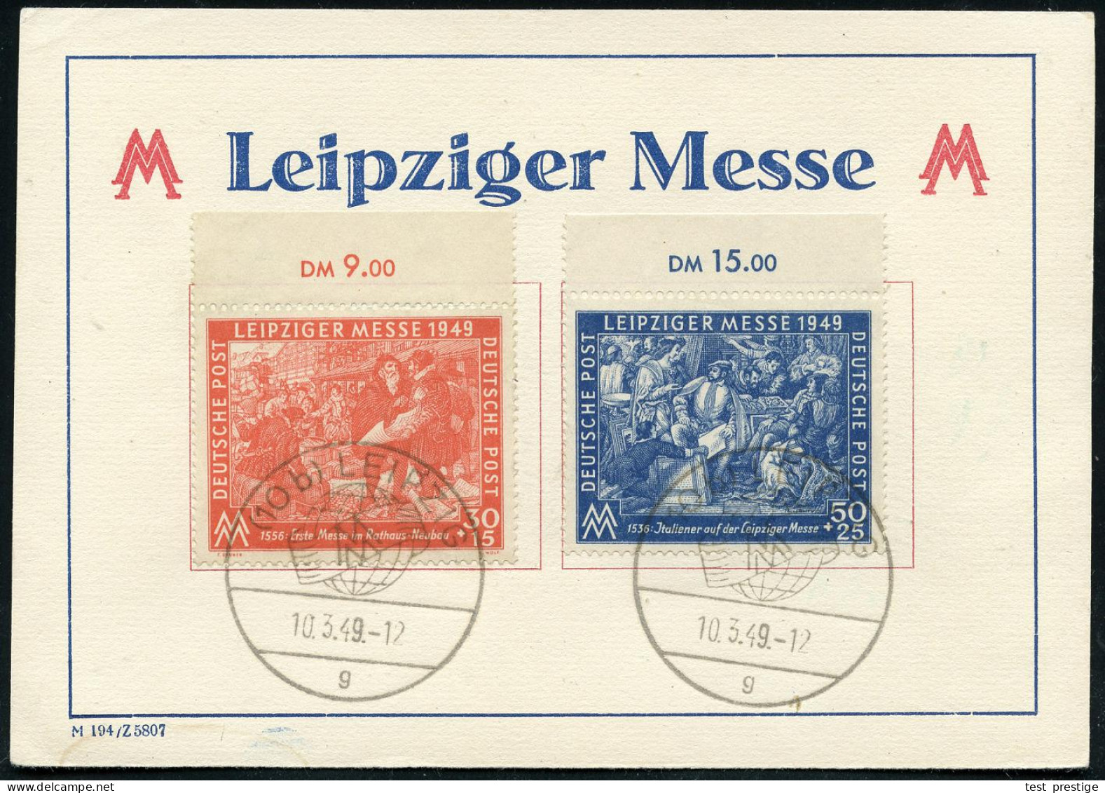 (10b) LEIPZIG / MM/ G 1949 (10.3.) SSt = Globus, 2x Auf Kompl. Satz Leipz. Messe = Messe 1536 U. 1556 (Mi.230/31, Gest.  - Autres