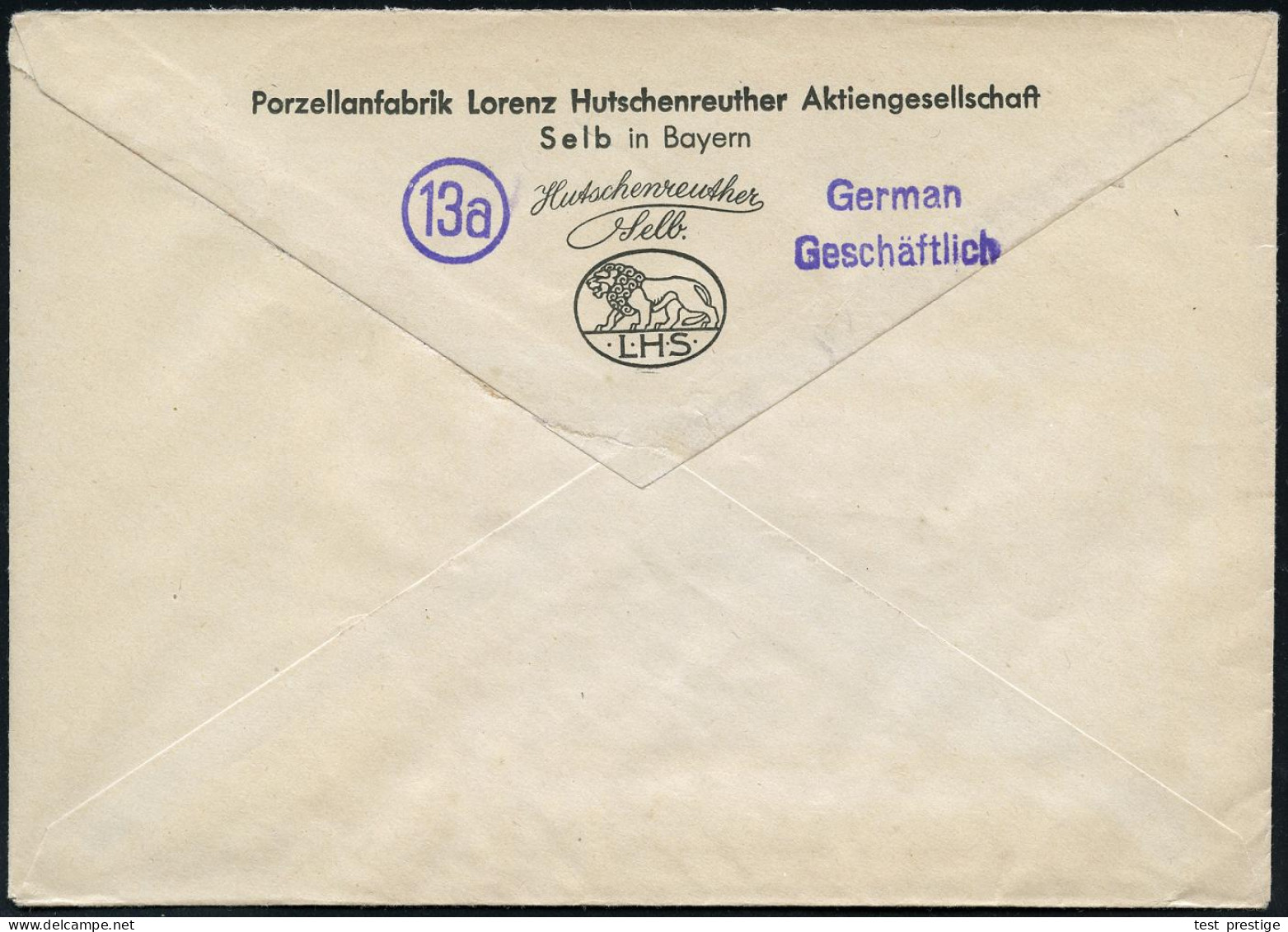 SELB 1/ Hutschenreuther/ LHS/ Qualitäts-Porzellan 1947 (25.2.) Aptierter AFS Francotyp "Reichsadler" (Datumsirrtum 1941) - Porcelana