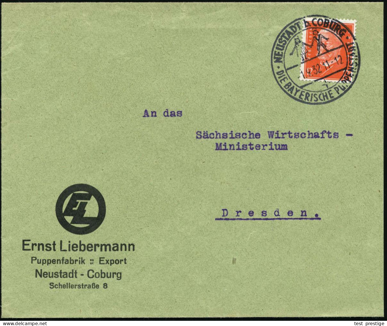 NEUSTADT B. COBURG/ DIE BAYERISCHE PUPPENSTADT 1932 (1.9.) HWSt = 2 Puppen , Klar Gest. Firmen-Bf.: Ernst Liebermann, Pu - Non Classés