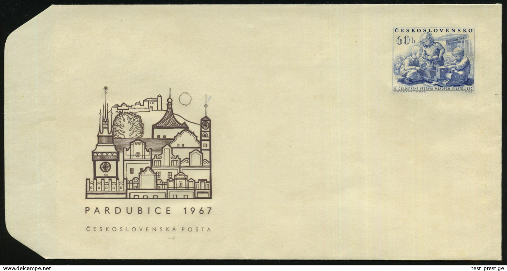 TSCHECHOSLOWAKEI 1967 60 H. Sonder-U "2. Phila-Ausst. Pardubitz" = Kinder Spielen Mit Holz-Modell-Eisenbahn (u. Stilis.  - Unclassified