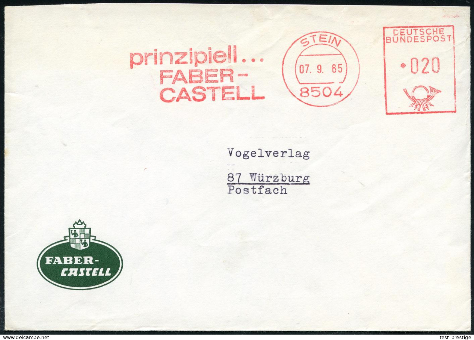 8504 STEIN/ Prinzipiell.../ FABER/ CASTELL 1985 (7.9.) AFS Francotyp Auf Firmen-Bf. Mit Firmen-Logo (Dü.E-26) - KUNSTTEC - Autres