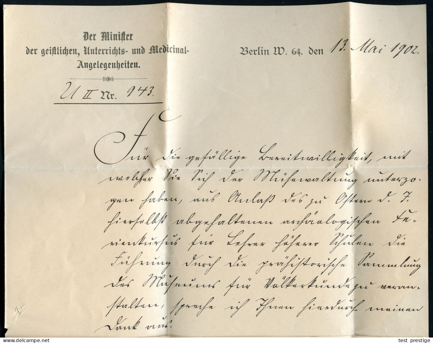 BERLIN,SW/ *12/ C 1902 (21.5.) 1K-Gitter + Amtl., Viol. Ra.3: Frei Lt. Avers. No. 21./ General-Verwaltung Der/Kgl. Pr. M - Musées