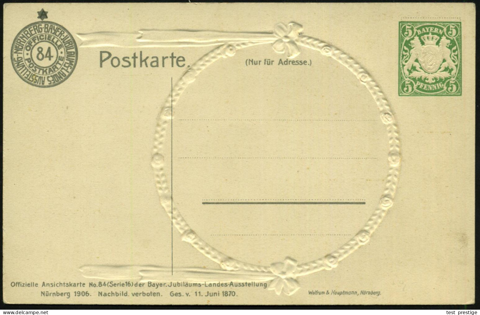 Nürnberg 1906 PP 5 Pf. Wappen, Grün: KUNSTHALLE (in Roter Rosenranke) Ungebr. (Frech.PP 15 /C 107-07) - KUNSTMUSEEN / GA - Musées